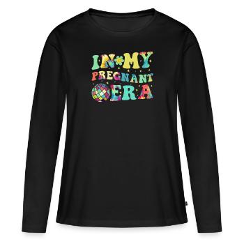 Schwangerschaft Schwanger Baby Familie Frauen - Frauen Premium Bio Langarmshirt - Schwarz - Vorne - Julia (174cm)