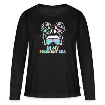 Schwangerschaft Schwanger Baby Familie Frauen - Frauen Premium Bio Langarmshirt - Schwarz - Vorne - Julia (174cm)