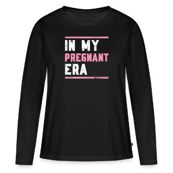 Schwangerschaft Schwanger Baby Familie Frauen - Frauen Premium Bio Langarmshirt - Schwarz - Vorne - Julia (174cm)