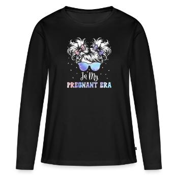 Schwangerschaft Schwanger Baby Familie Frauen - Frauen Premium Bio Langarmshirt - Schwarz - Vorne - Julia (174cm)