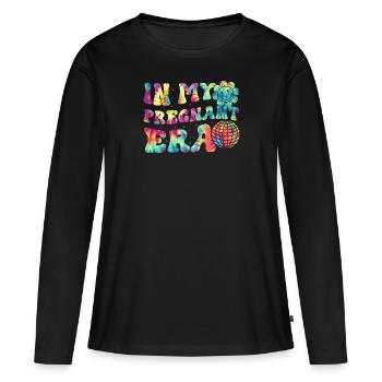 Schwangerschaft Schwanger Baby Familie Frauen - Frauen Premium Bio Langarmshirt - Schwarz - Vorne - Julia (174cm)