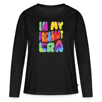 Schwangerschaft Schwanger Baby Familie Frauen - Frauen Premium Bio Langarmshirt - Schwarz - Vorne - Julia (174cm)