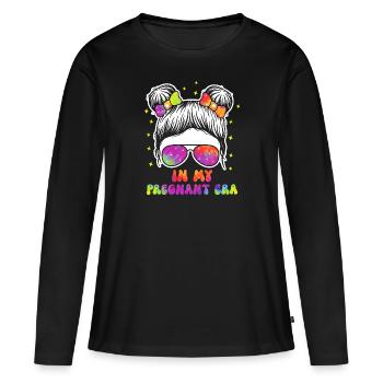 Schwangerschaft Schwanger Baby Familie Frauen - Frauen Premium Bio Langarmshirt - Schwarz - Vorne - Julia (174cm)