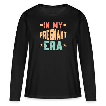 Schwangerschaft Schwanger Baby Familie Frauen - Frauen Premium Bio Langarmshirt - Schwarz - Vorne - Julia (174cm)