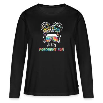 Schwangerschaft Schwanger Baby Familie Frauen - Frauen Premium Bio Langarmshirt - Schwarz - Vorne - Julia (174cm)