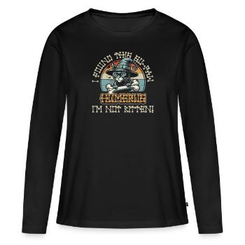 Halloween Cat Witch Humor Saying Funny - Women's Premium Organic Long Sleeve Shirt - black - Front - Julia (174cm)