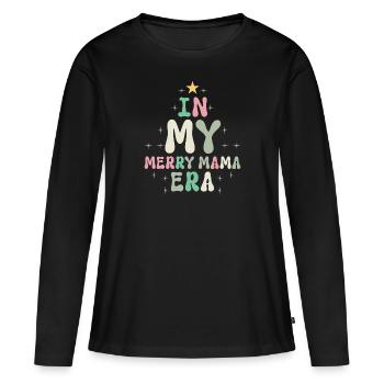 Dans ma joyeuse époque maman Noël Mères Parents - T-shirt manches longues Premium bio Femme - noir - Devant - Julia (174cm)