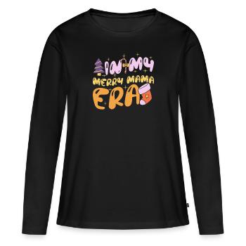 Dans ma joyeuse époque maman Noël Mères Parents - T-shirt manches longues Premium bio Femme - noir - Devant - Julia (174cm)