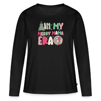 Dans ma joyeuse époque maman Noël Mères Parents - T-shirt manches longues Premium bio Femme - noir - Devant - Julia (174cm)