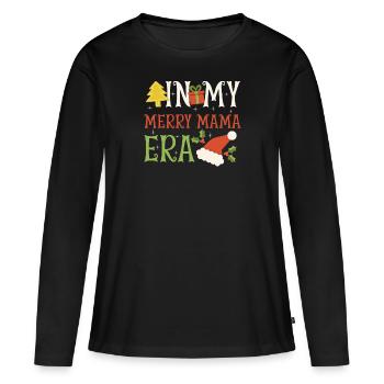 Dans ma joyeuse époque maman Noël Mères Parents - T-shirt manches longues Premium bio Femme - noir - Devant - Julia (174cm)