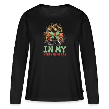 Dans ma joyeuse époque maman Noël Mères Parents - T-shirt manches longues Premium bio Femme - noir - Devant - Julia (174cm)