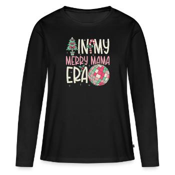 Dans ma joyeuse époque maman Noël Mères Parents - T-shirt manches longues Premium bio Femme - noir - Devant - Julia (174cm)