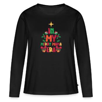 Dans ma joyeuse époque maman Noël Mères Parents - T-shirt manches longues Premium bio Femme - noir - Devant - Julia (174cm)