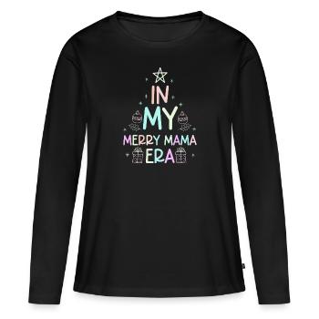 Dans ma joyeuse époque maman Noël Mères Parents - T-shirt manches longues Premium bio Femme - noir - Devant - Julia (174cm)