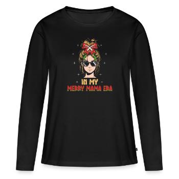 Dans ma joyeuse époque maman Noël Mères Parents - T-shirt manches longues Premium bio Femme - noir - Devant - Julia (174cm)