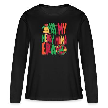 Dans ma joyeuse époque maman Noël Mères Parents - T-shirt manches longues Premium bio Femme - noir - Devant - Julia (174cm)