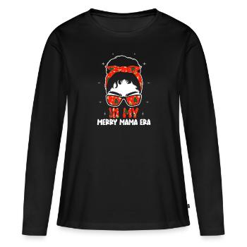 Dans ma joyeuse époque maman Noël Mères Parents - T-shirt manches longues Premium bio Femme - noir - Devant - Julia (174cm)
