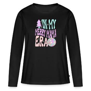 Dans ma joyeuse époque maman Noël Mères Parents - T-shirt manches longues Premium bio Femme - noir - Devant - Julia (174cm)