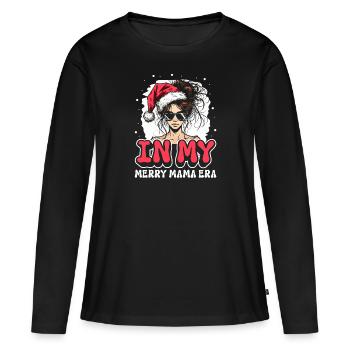 Dans ma joyeuse époque maman Noël Mères Parents - T-shirt manches longues Premium bio Femme - noir - Devant - Julia (174cm)
