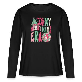 Dans ma joyeuse époque maman Noël Mères Parents - T-shirt manches longues Premium bio Femme - noir - Devant - Julia (174cm)
