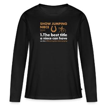 Saut d’obstacles Nièce Définition Saut d’obstacles - T-shirt manches longues Premium bio Femme - noir - Devant - Julia (174cm)