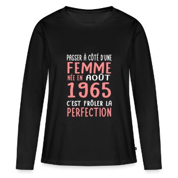 60th birthday - Born in August 1965 - Women's Premium Organic Long Sleeve Shirt - black - Front - Julia (174cm)