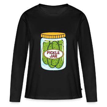 Cornichon Concombre Concombre - T-shirt manches longues Premium bio Femme - noir - Devant - Julia (174cm)