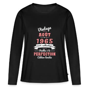 60th Birthday - Vintage - August 1965 - Women's Premium Organic Long Sleeve Shirt - black - Front - Julia (174cm)