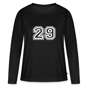 29 Numéro de numéro - T-shirt manches longues Premium bio Femme - noir - Devant - Julia (174cm)