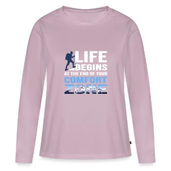Mountain Hike Ridge Walk Pathless Alpine Mountain Path - T-shirt manches longues Premium bio Femme - rose poudré - Devant - Julia (174cm)