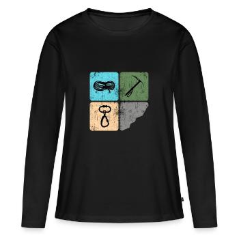 Klettern Bergsteiger Bergfex Eispickel - Frauen Premium Bio Langarmshirt - Schwarz - Vorne - Julia (174cm)