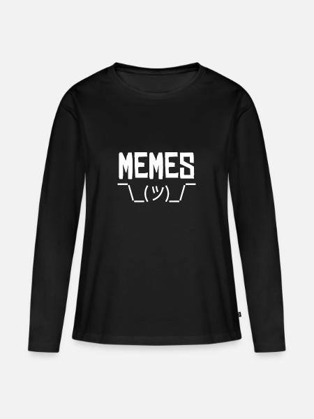 shrug emoji meme - Frauen Premium Bio Langarmshirt - Schwarz