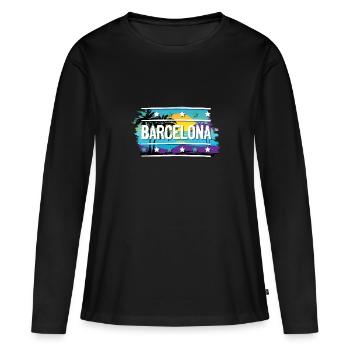 Barcelone - T-shirt manches longues Premium bio Femme - noir - Devant - Julia (174cm)
