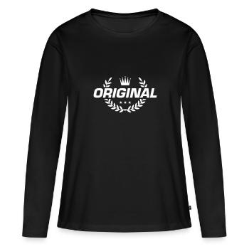 Emblème original - T-shirt manches longues Premium bio Femme - noir - Devant - Julia (174cm)