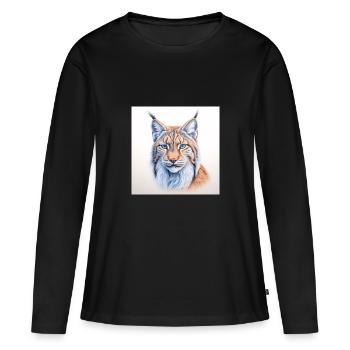 Luchs - Frauen Premium Bio Langarmshirt - Schwarz - Vorne - Julia (174cm)