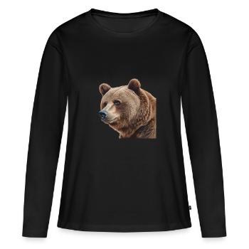 Bär - Frauen Premium Bio Langarmshirt - Schwarz - Vorne - Julia (174cm)