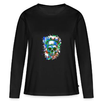 Chef Chef Crâne - T-shirt manches longues Premium bio Femme - noir - Devant - Julia (174cm)