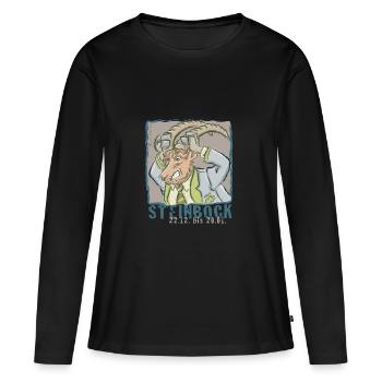 Sternzeichen - Steinbock - Frauen Premium Bio Langarmshirt - Schwarz - Vorne - Julia (174cm)
