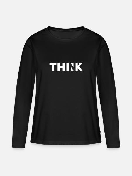 Think - Frauen Premium Bio Langarmshirt - Schwarz