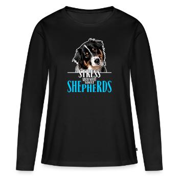 AUSTRALIAN SHEPHERD le stress ne me - T-shirt manches longues Premium bio Femme - noir - Devant - Julia (174cm)