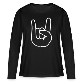 Emoji RocknRoll Croquis blanc - T-shirt manches longues Premium bio Femme - noir - Devant - Julia (174cm)