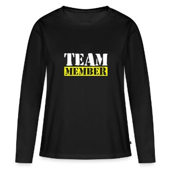 Membres de l’équipe - T-shirt manches longues Premium bio Femme - noir - Devant - Julia (174cm)