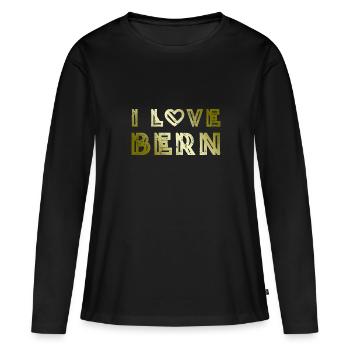 J’aime Berne - T-shirt manches longues Premium bio Femme - noir - Devant - Julia (174cm)
