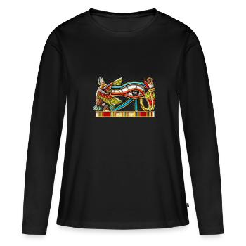 Oeil Egyptien D’Horus - T-shirt manches longues Premium bio Femme - noir - Devant - Julia (174cm)