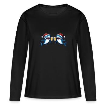 Équipe de la bière de Noël Hai - T-shirt manches longues Premium bio Femme - noir - Devant - Julia (174cm)