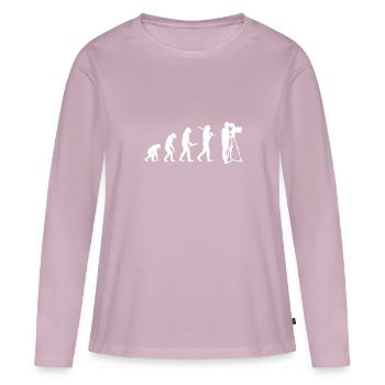 Evolution Kameramann Lustig Videodreh Geschenkidee - Frauen Premium Bio Langarmshirt - Altrosa - Vorne - Julia (174cm)