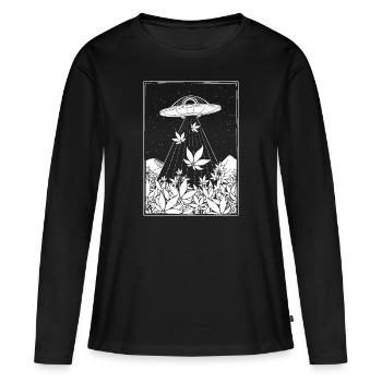 Un Alien DMT récolte de la Weed - T-shirt manches longues Premium bio Femme - noir - Devant - Julia (174cm)