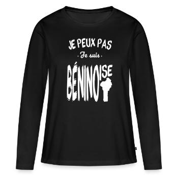 Je peux pas je suis Béninoise - T-shirt manches longues Premium bio Femme - noir - Devant - Julia (174cm)