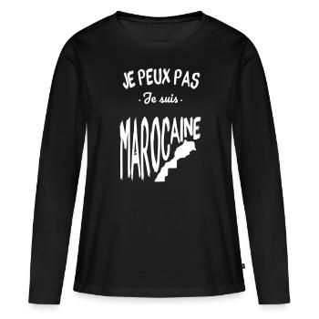 Je peux pas je suis Marocaine - T-shirt manches longues Premium bio Femme - noir - Devant - Julia (174cm)