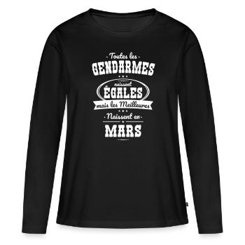 Gendarmes égales meilleures naissent en Mars - T-shirt manches longues Premium bio Femme - noir - Devant - Julia (174cm)